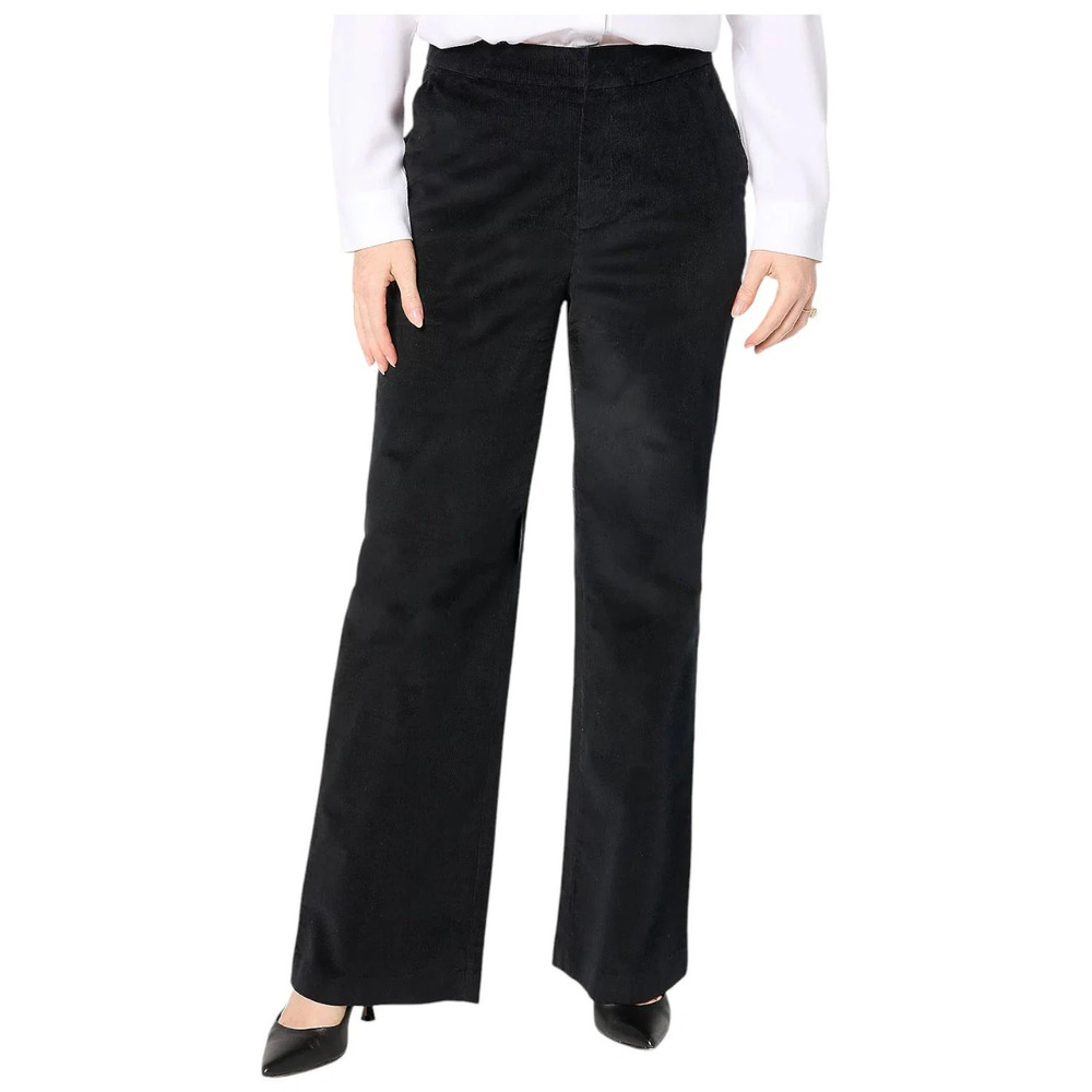 BEAUTIFUL by Lawrence Zarian Women's Wide Leg Corduroy Pant Black - Petite